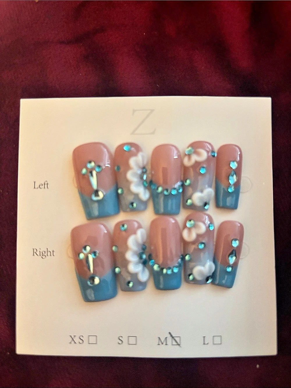 Blue & Pink Press-On Nails Medium